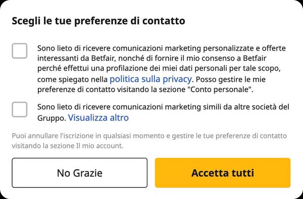 Betfair apertura conto
