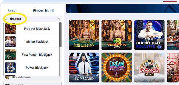 live blackjack su MarathonBet