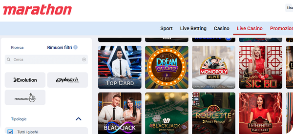 live casinò MarathonBet