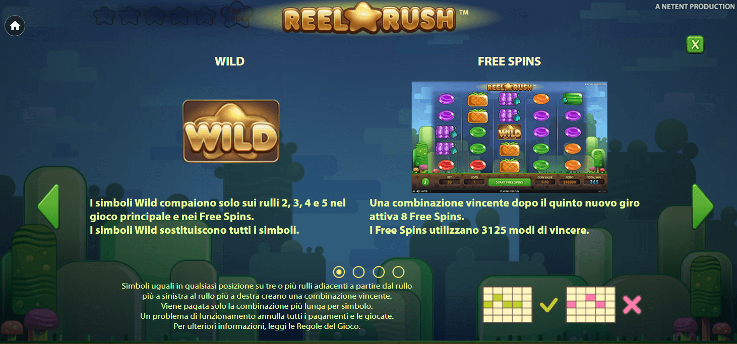 Quali sono le funzionalità speciali di Reel Rush slot?