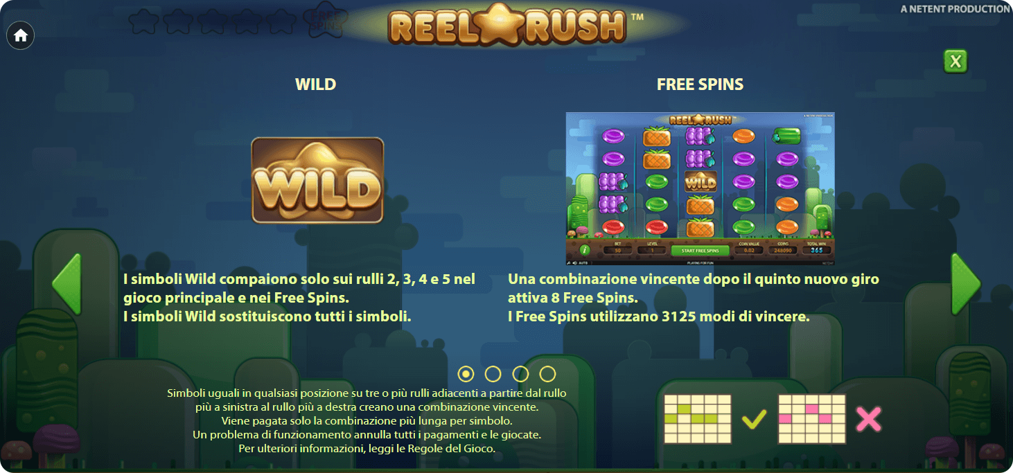 Quali sono le funzionalità speciali di Reel Rush slot?