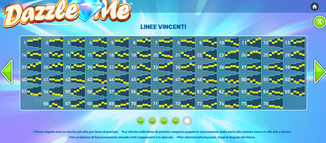 Le paylines di Dazzle Me slot online