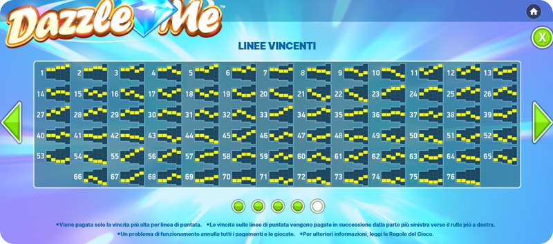 Le paylines di Dazzle Me slot online