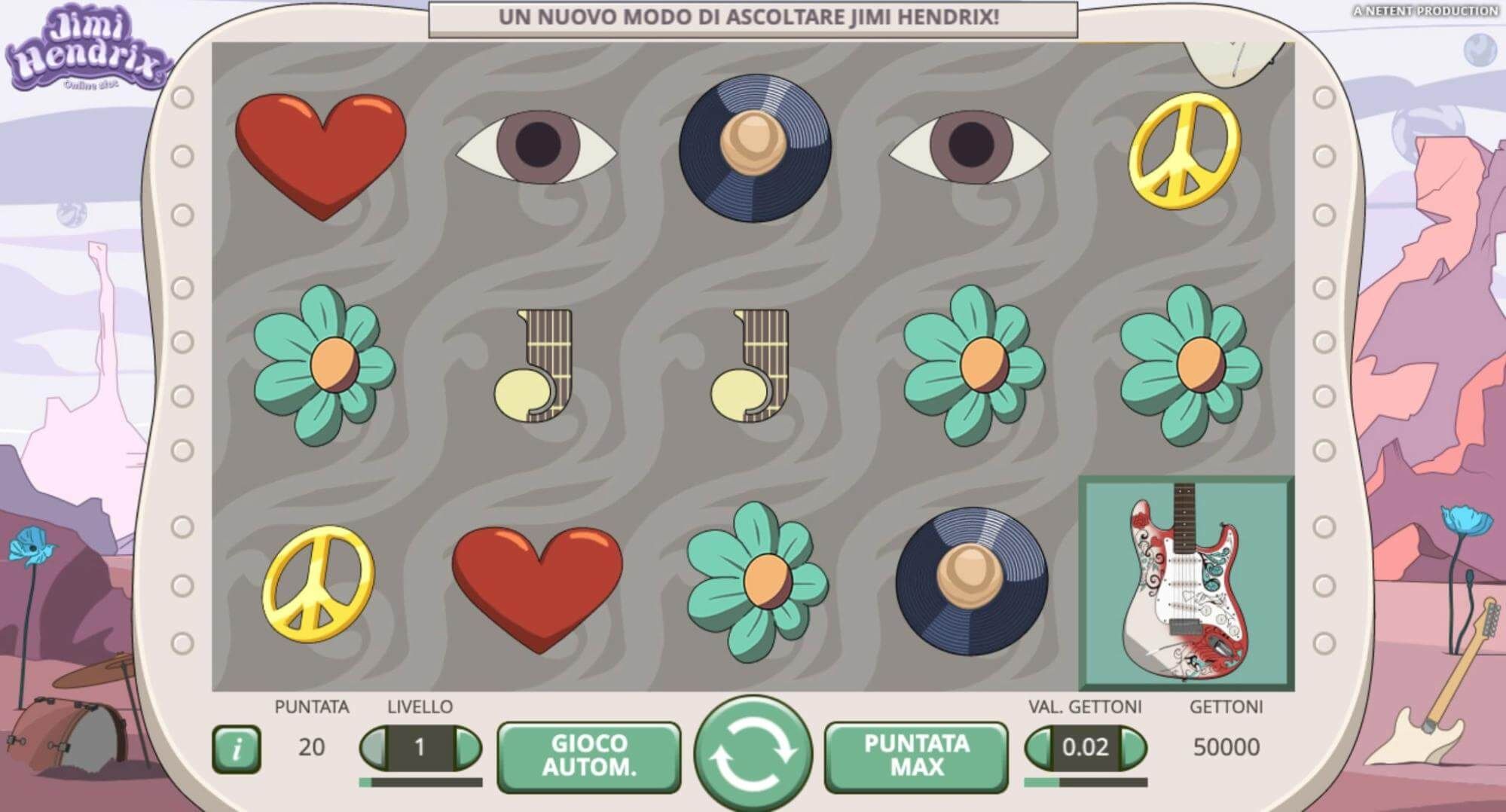 Jimi Hendrix schermata di gioco principale