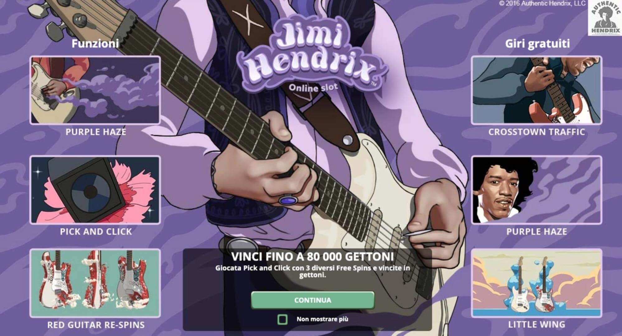 Jimi Hendrix raddoppio vincita