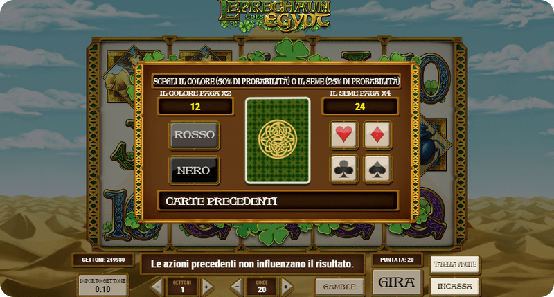 Su Leprechaun Goes Egypt puoi cercare di raddoppiare le tue vincite