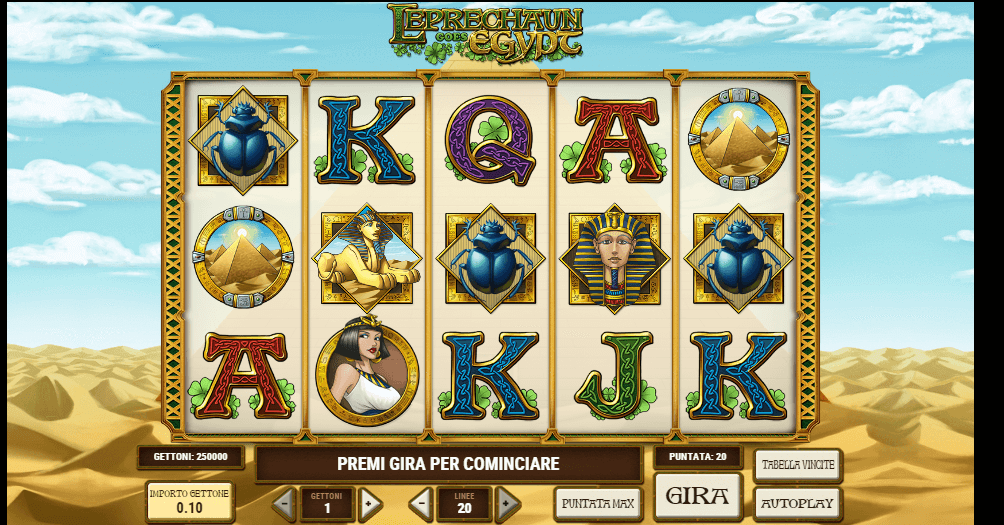 La schermata principale di Leprechaun Goes Egypt