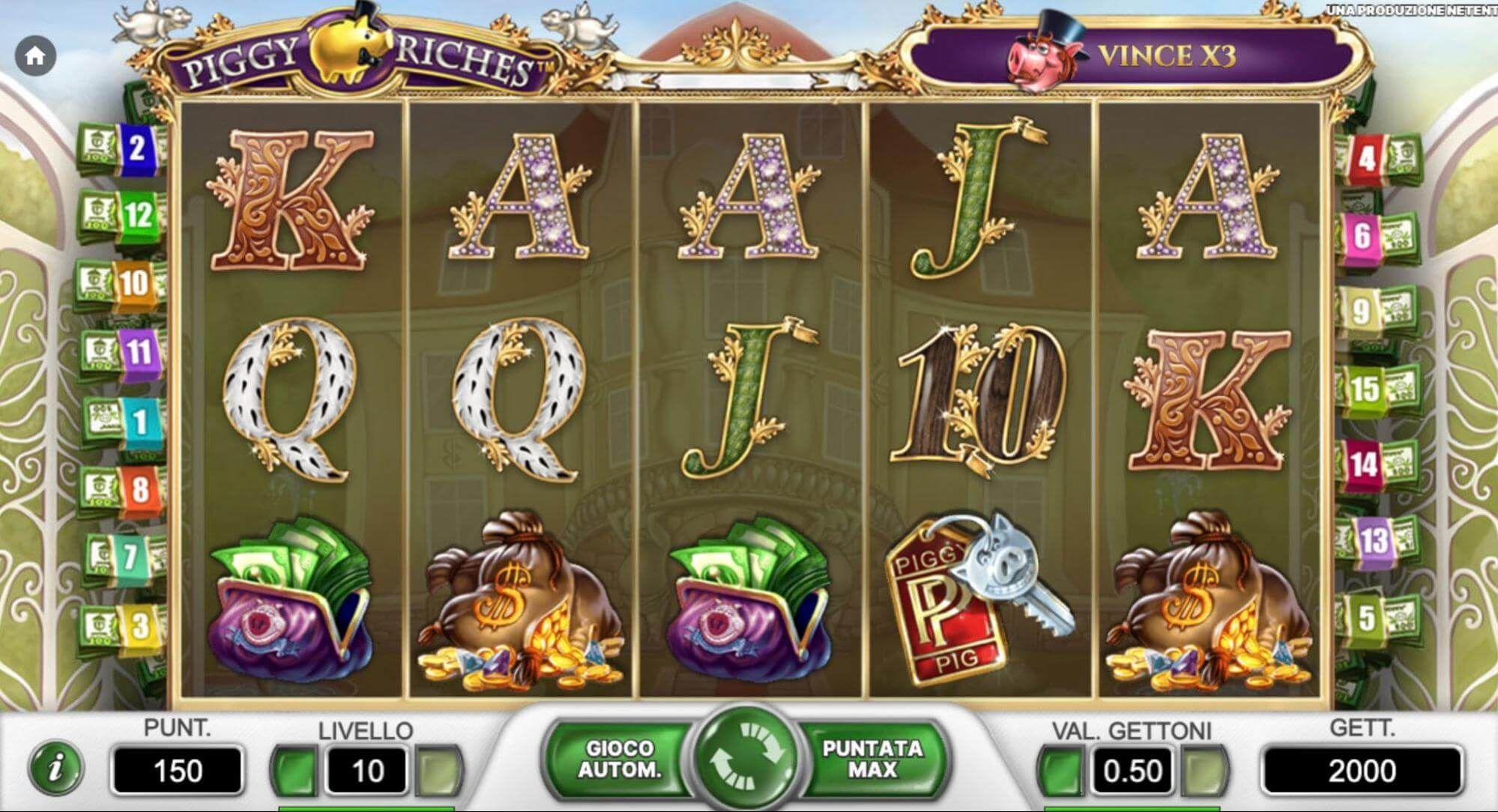 Piggy Riches schermata di gioco principale