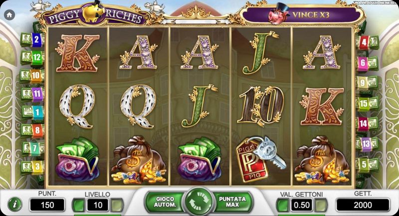 Piggy Riches schermata di gioco principale