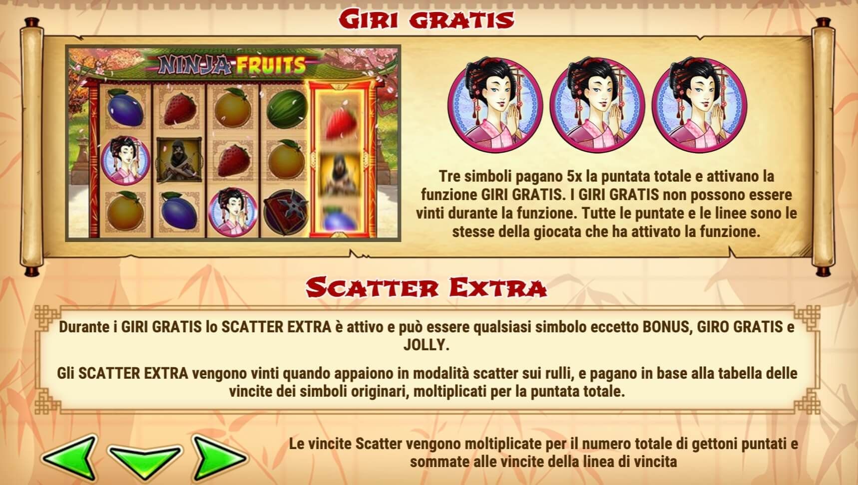 Ninja Fruits giri gratis scatter extra