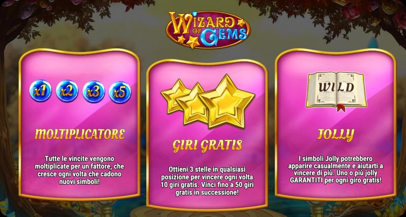 Wizard of Gems bonus funzioni speciali