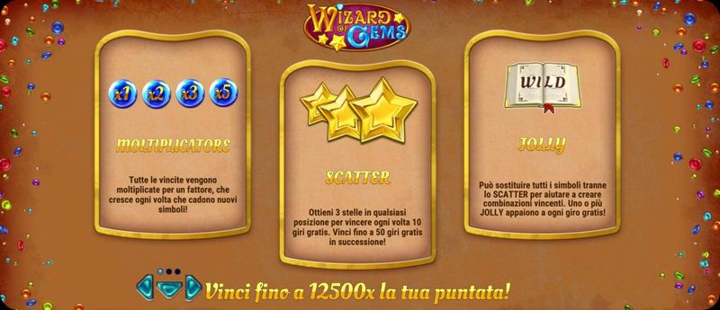 Wizard of Gems moltiplicatore scatter e jolly