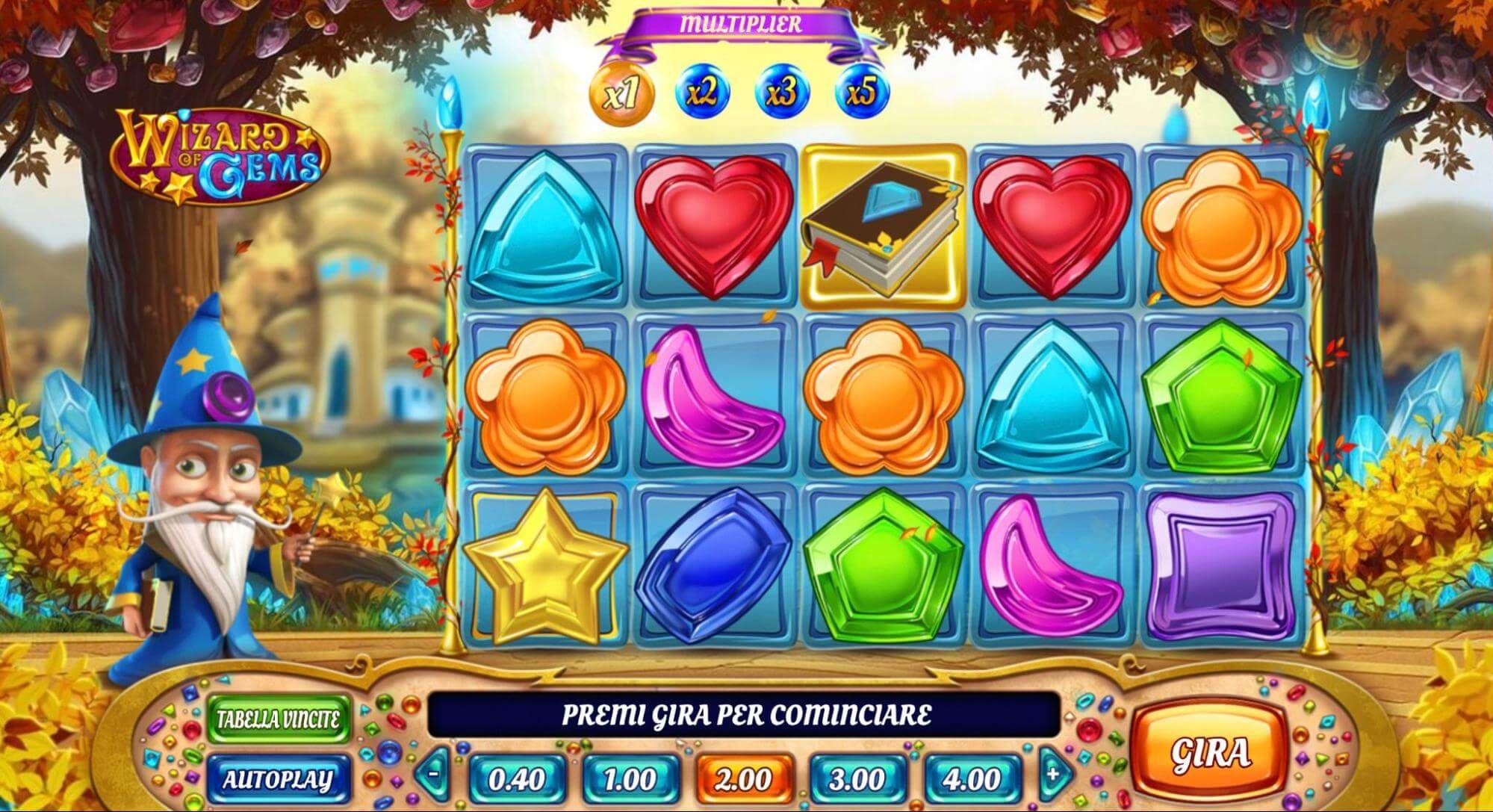 Wizard of Gems schermata di gioco principale