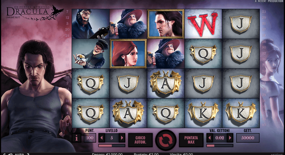 La schermata principale di Dracula slot