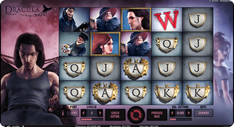 La schermata principale di Dracula slot