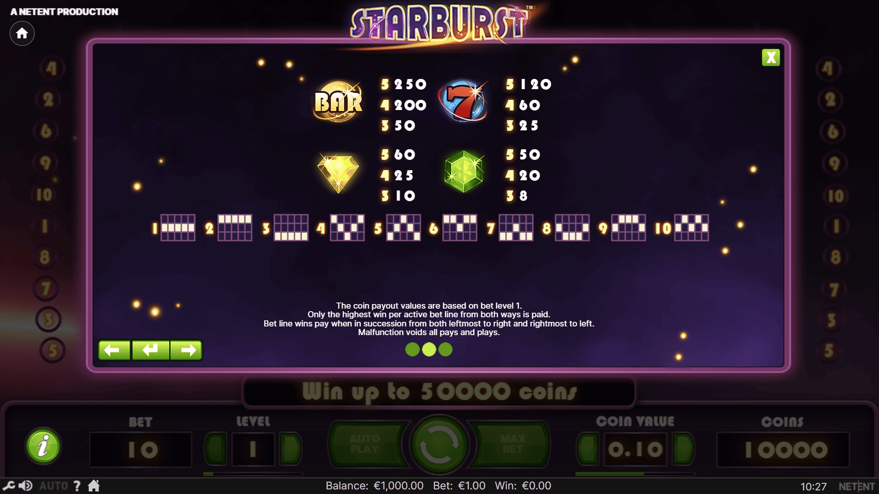 Starburst analisi slot NetEnt