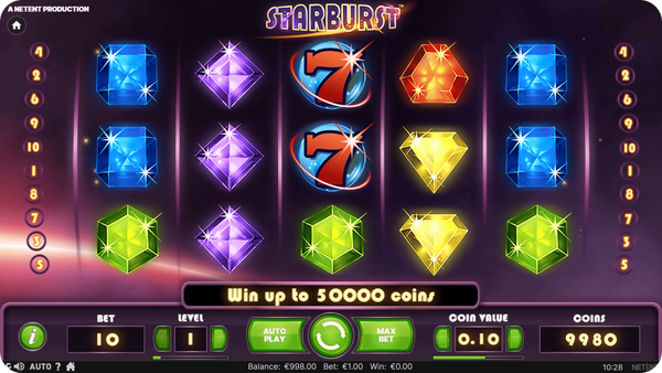 Starburst schermata di gioco principale