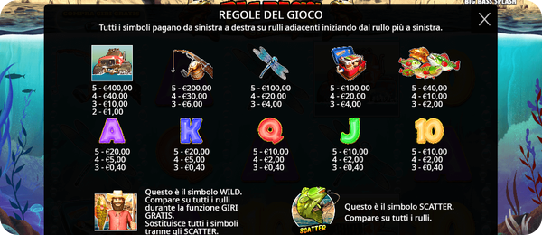 Ecco i simboli che ti faranno vincere sulla slot Big Bass Splash
