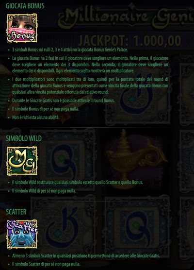 Simboli Speciali e Funzionalita Slot Online Millionaire Genie