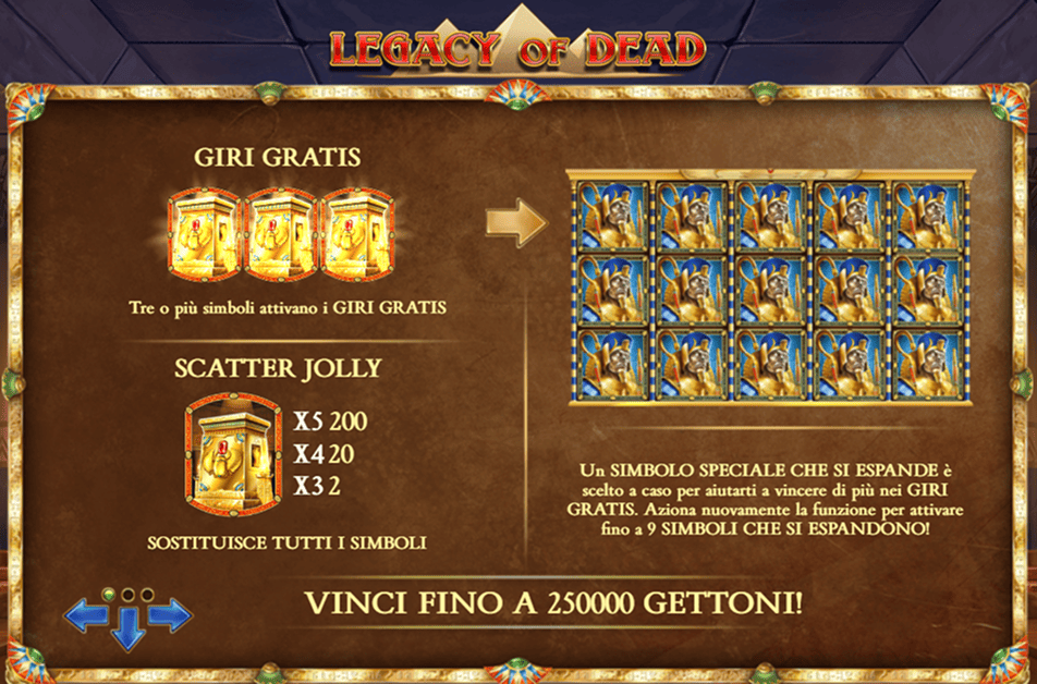 Legacy of Dead Slot Simboli e Funzioni Speciali