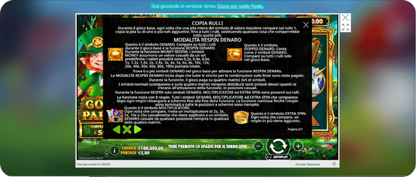 bonus money respin gold party