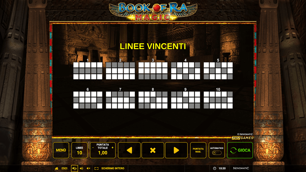 linee pagamento slot book of ra magic recensione