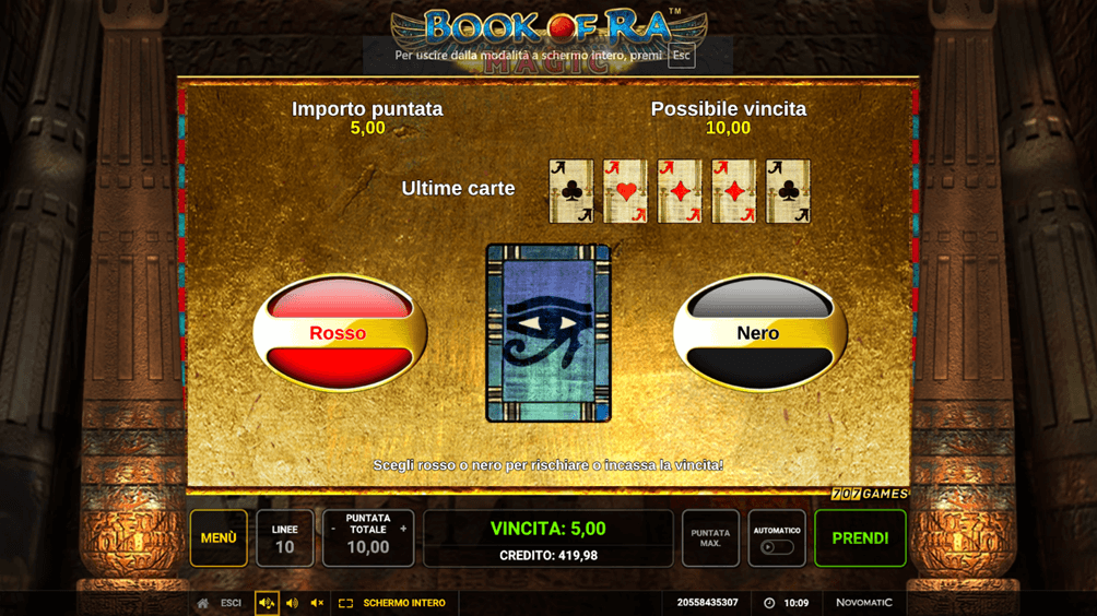 Book of Ra Magic puoi raddoppiare le vincite
