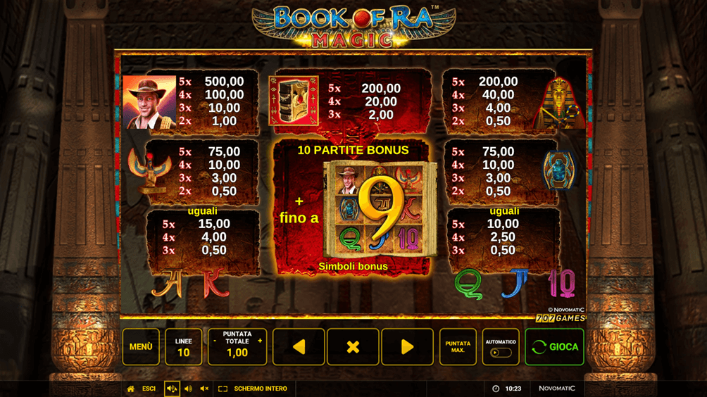 tabella pagamenti slot book of ra magic