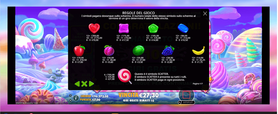 Simboli e le Combinazioni in Sweet Bonanza 1000-slot