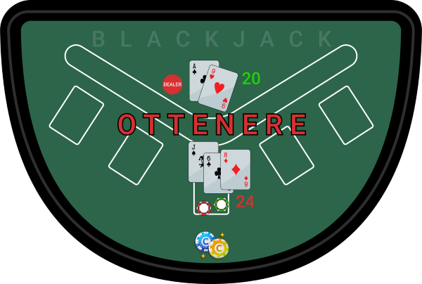 Giochi di casinò Blackjack Perdi perché la tua mano è 24 e quella del banco è 20