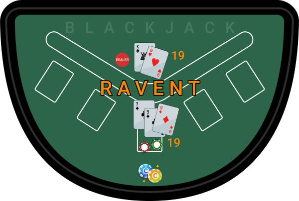 Giochi di casinò Blackjack Draw perché la vostra mano è 19 e quella del banco è 19
