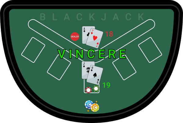 Giochi di casinò Blackjack Si vince perché la propria mano è 19 e quella del banco è 18
