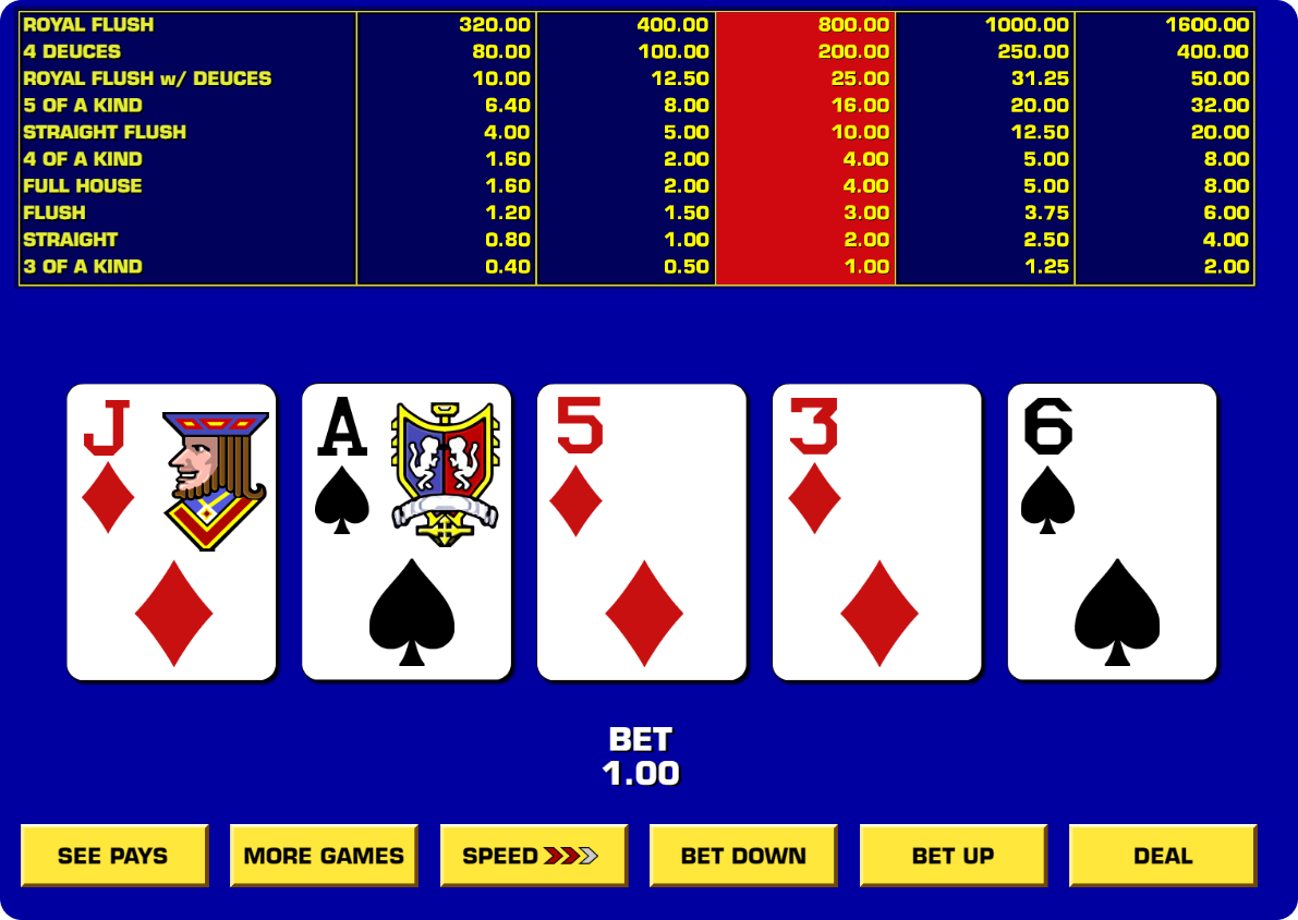 cambiare le carte in una partita di video poker
