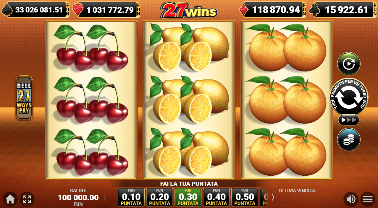 slot frutta 27 wins