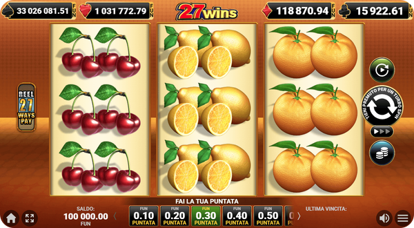 slot frutta 27 wins