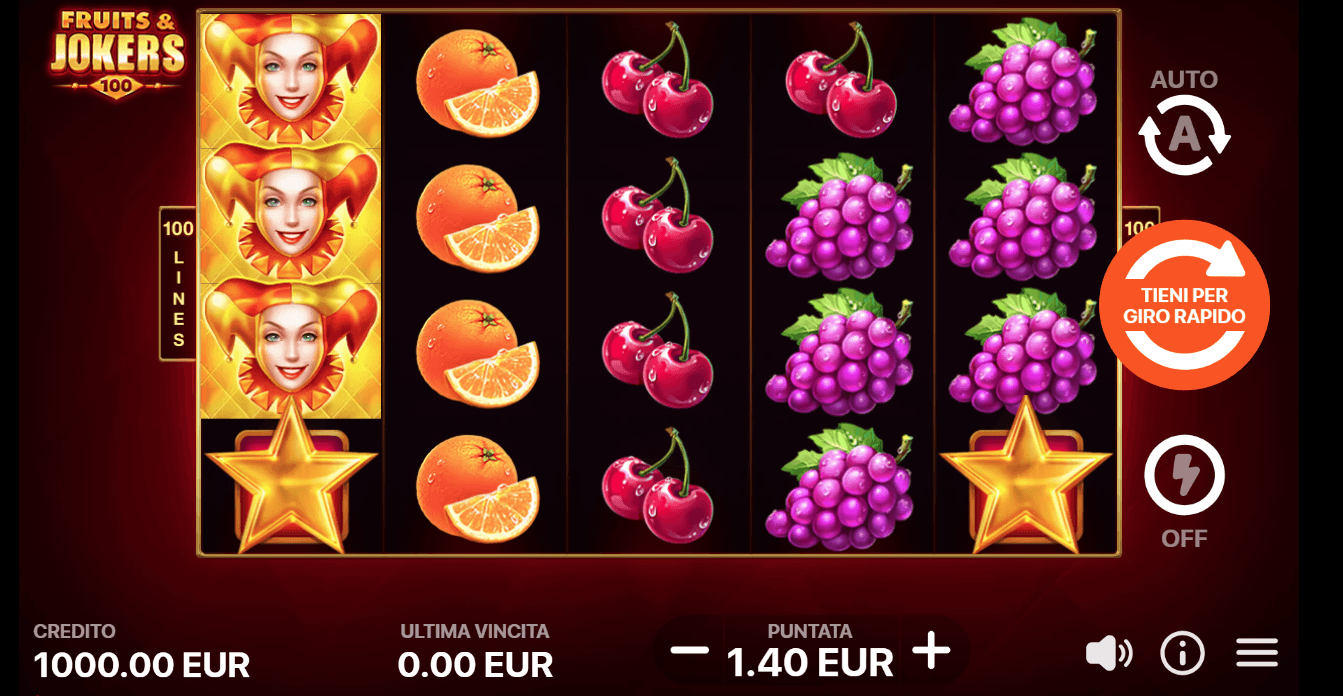 slot frutta fruits and jokers 100