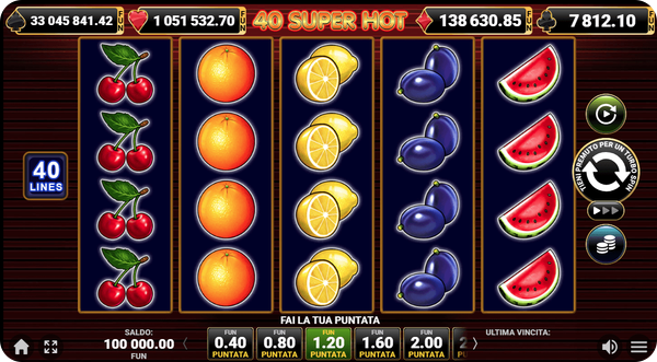slot frutta popolari 40 super hot