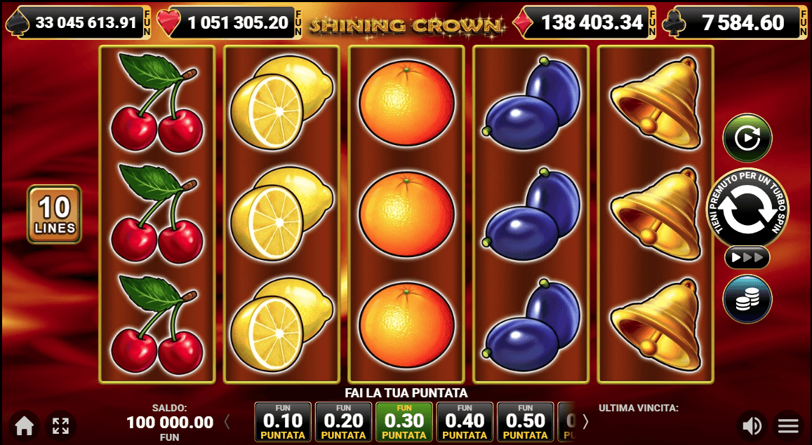 slot frutta popolari shining crown