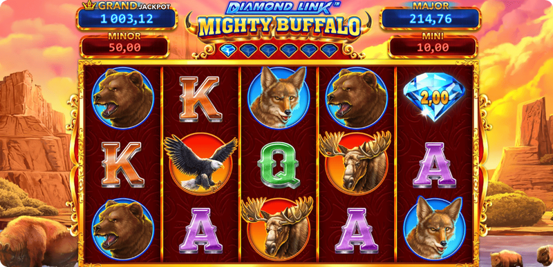 Gioca al Jackpot della slot Diamond Link: Mighty Buffalo