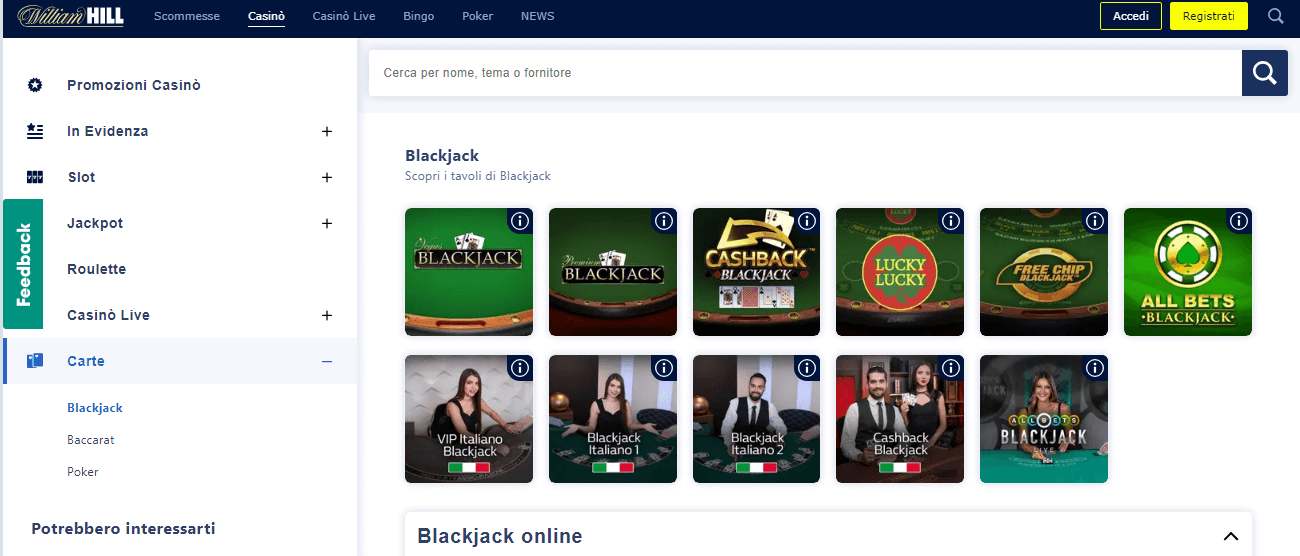 I giochi da tavolo di William Hill