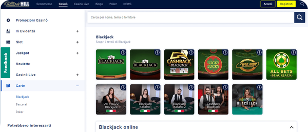 I giochi da tavolo di William Hill
