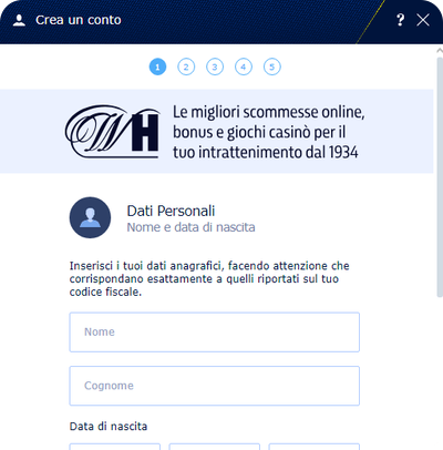 Inserisci qui i tuoi dati personali come indicato