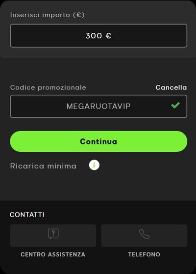 bonus ricarica 888 in Italia