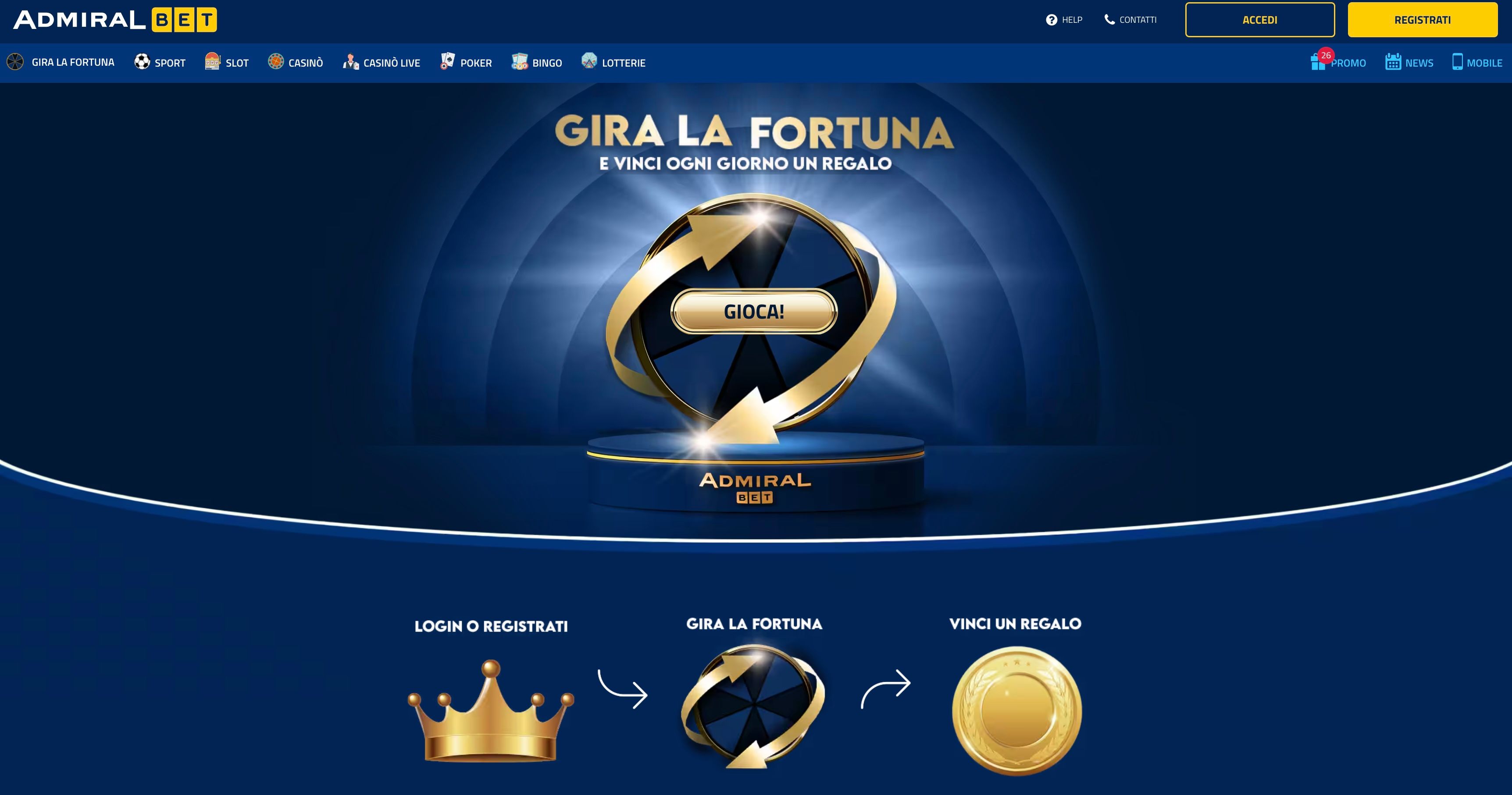 AdmiralBet: "Ruota dei Bonus AdmiralBet – Fino a 500€ in Fun Bonus e Free Spin