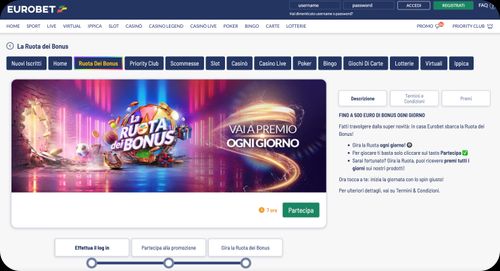 Eurobet: "Ruota dei Bonus Eurobet – Gira e vinci fino a 500€ in bonus per le slot"
