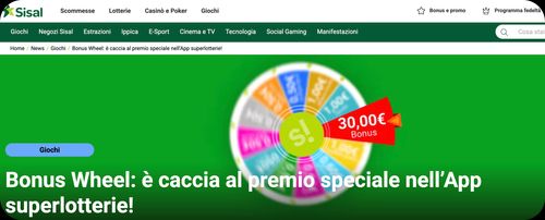 Sisal: "Ruota dei Bonus Sisal – Vinci fino a 100€ con giri gratuiti ogni giorno"