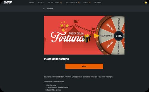 Snai: "Ruota della Fortuna Snai – Bonus giornalieri e giri gratis per gli iscritti"