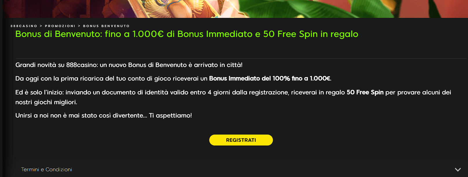 Bonus 888 Casinò Registrazione con SPID