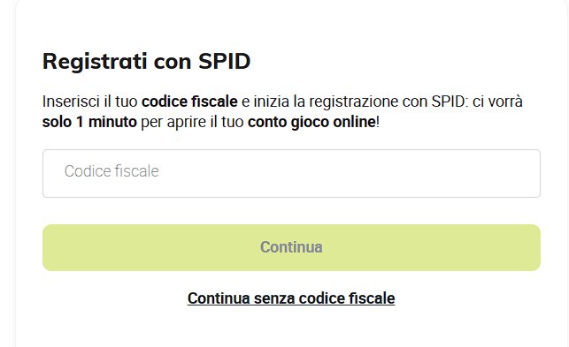 Inserisci il tuo codice fiscale