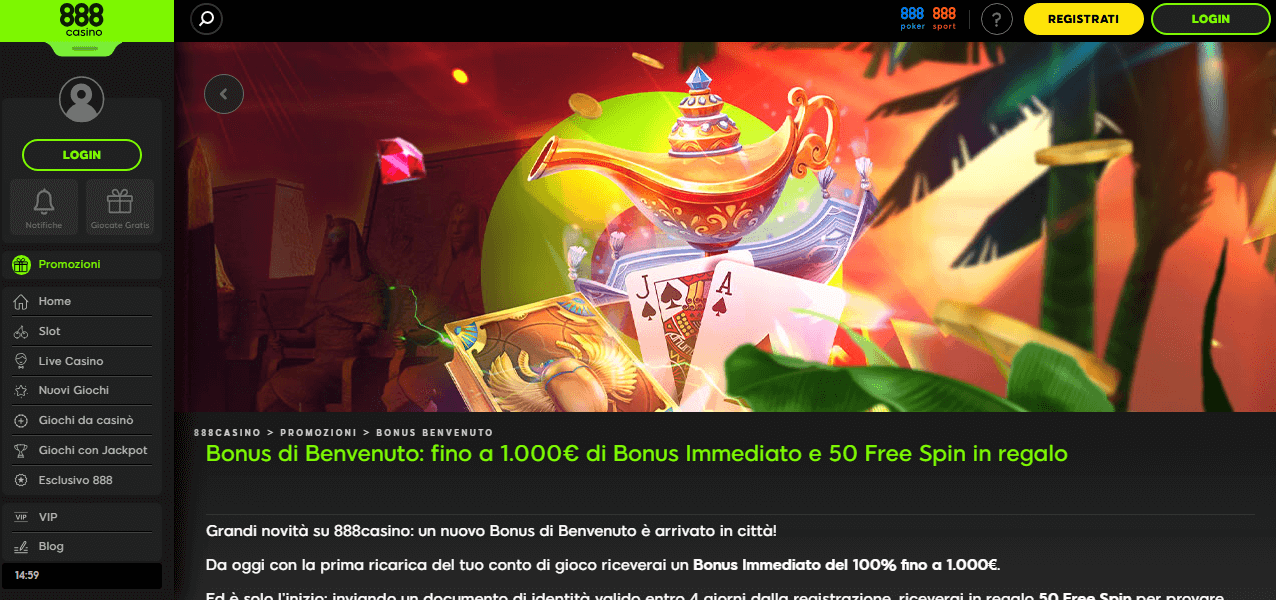 888 Casino 70 Free Spins Senza Deposito